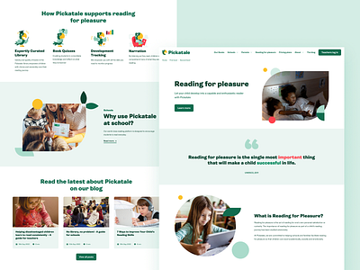 Pickatale Website brand identity component design digital reading homepage kids app module product design ui ux uxui visual visual language web website