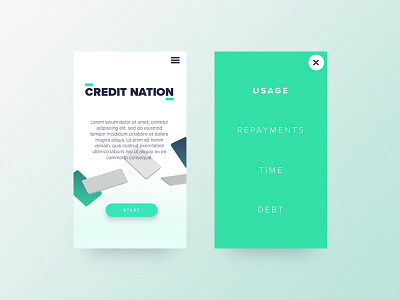 Credit Nation card credit green menu mobile nation ui