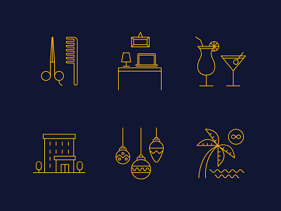 Work Perks Icons christmas desk drinks haircut holiday hotel icons icons set line icons ui web