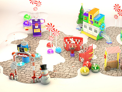 Christmas Factory 3d btl c4d design ideas