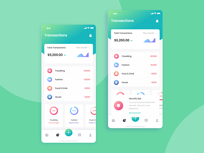 Transaction | Kaya : Wallet Apps app blue concept dashboard design green interface list listed money pink red saving simple tracking transaction ui ux wallet wallet app