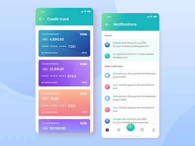 Notif & Credit Card | Kaya : Wallet Apps apps apps design appstore balance credit card design designspace iconspace interface money money saver notification sebo simple ui ui8 ux visa wallet