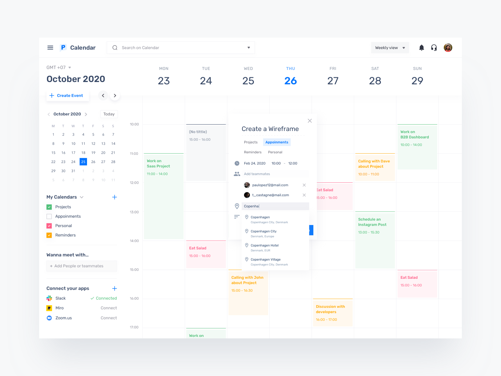 Calendar Dashboard by Ozi Thohari on Dribbble