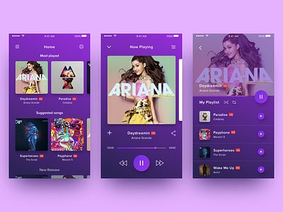 Music App UI Concept app concept debut design music purple ui
