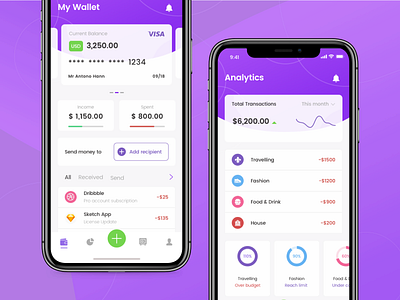 Duit - Finance App app apps business concept design finance app finance business finance financial interface money progress purple saving simple transaction ui ux wallet
