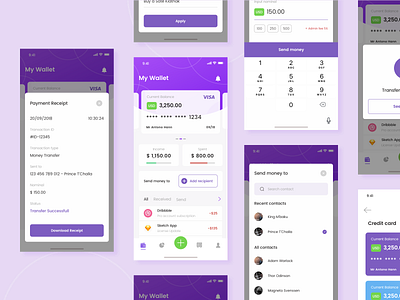 Duit - Finance Apps - Money Transfer Process analytics app apps concept design finance financial app interface money money transfer purple saving simple transfer ui ux wallet