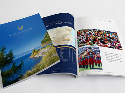 Travel Brochure Design blue brochure cartography corporate cover gold holiday layout map photography print travel