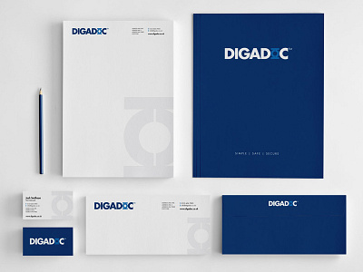 Digadoc Business Stationery blue branding business card icon letterhead logo mockup stationery