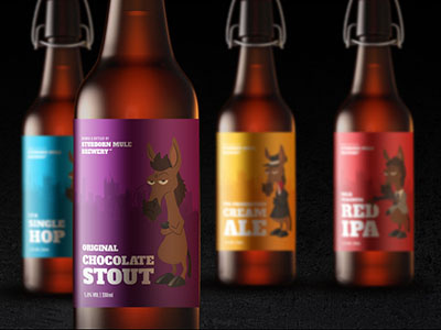 Beer Bottle Label Design ale ass beer donkey illustration stubborn mule vector