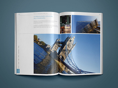 Property Construction Brochure Design blue brochure grid layout london neutral page photo property real estate