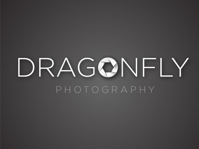 Dragonfly Photography Logo black dark grey lens logo manchester photography typography