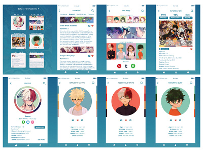 My Hero Academia mobile sketch 2 ui ux