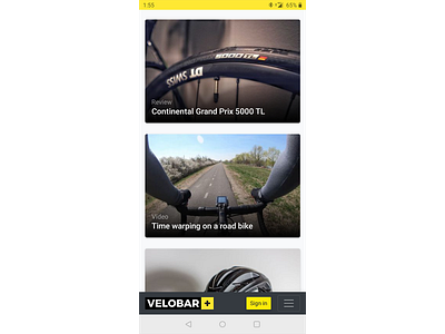 PWA with bottom navigation bar app bottom branding card cycling design minimal mobile navigation navigation bar pwa ui velo web