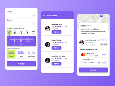 Aplicativo Mudança (Moving App) app app design clean colorful design minimal mobile ui ui design uiux user interface ux ux design