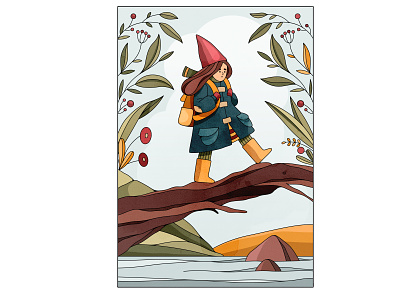 Gnome 2d book illustration cap cartoon character character design dwarf fairytale fantasy forest gnome illustration line nordic outline pose retro vector vintage waldorf