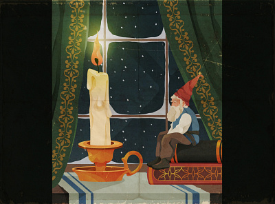tomten beard book candle christmas decorative dwarf fairy fairytale fire gnome home light night oldman tomten vector vintage window winter
