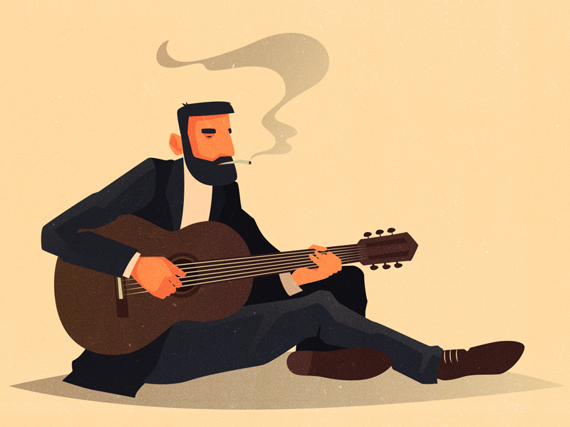 Sad musician by Nataliia Ostrianska 🇺🇦 on Dribbble