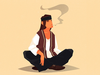 Hippie cartoon character freedom hippie illustration retro smoke vector vintage