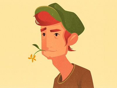 Portrait 1 cartoon character design flower illustration man redhead vector young