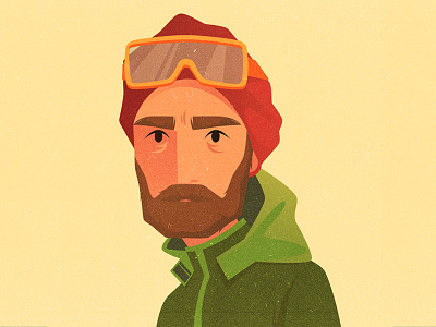 Portrait 2 alpinist beard cartoon character climber design illustration man red vector winter