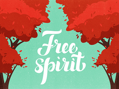 Free spirit autumn boho calligraphy cartoon freedom hippie leaf lettering natural nature spirit vector