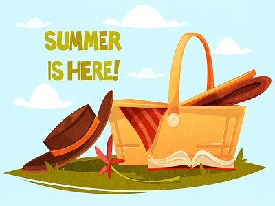 Summer is here! book cartoon cozy flower fun nature picnic recreation summer texture vector