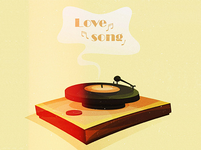 Love song cartoon cozy effect illustration love music record retro song style sun vector vintage vinyl