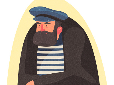 Sailor2 beard cartoon character cozy cute design hat human illustration man old people pose retro sad stripe style texture vector vintage