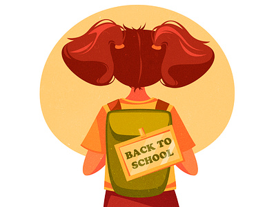 back to school background backpack cartoon character child children colorful design girl illustration pupil retro school shadow study style summer texture vector vintage