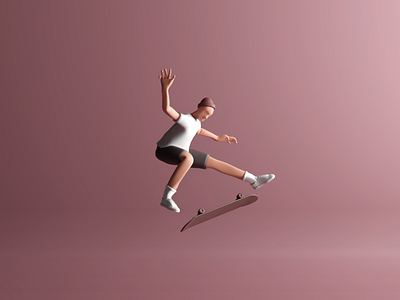 3D Illustration 3d 3d art 3d artist 3d character 3d illustration 3drender artwork blender character human illustration kickflip popart render simple skate skateboard