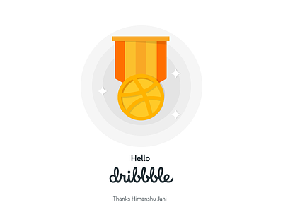 Hello Dribbble! celebration champion debut dribbble first first shot hello medal minimal ripple sparkle victory