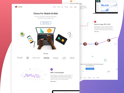 Daily UI - HexaCharts Landing Page Concept charts concept dailyui dashboard gradients landing landing page minimal web page