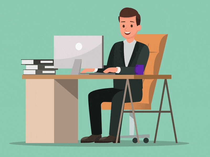 Mr. Big Shot Desk Guy 2d animation after effects gif