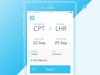 iOS Flight Search Screen app booking design flights ios mobile search ui ux