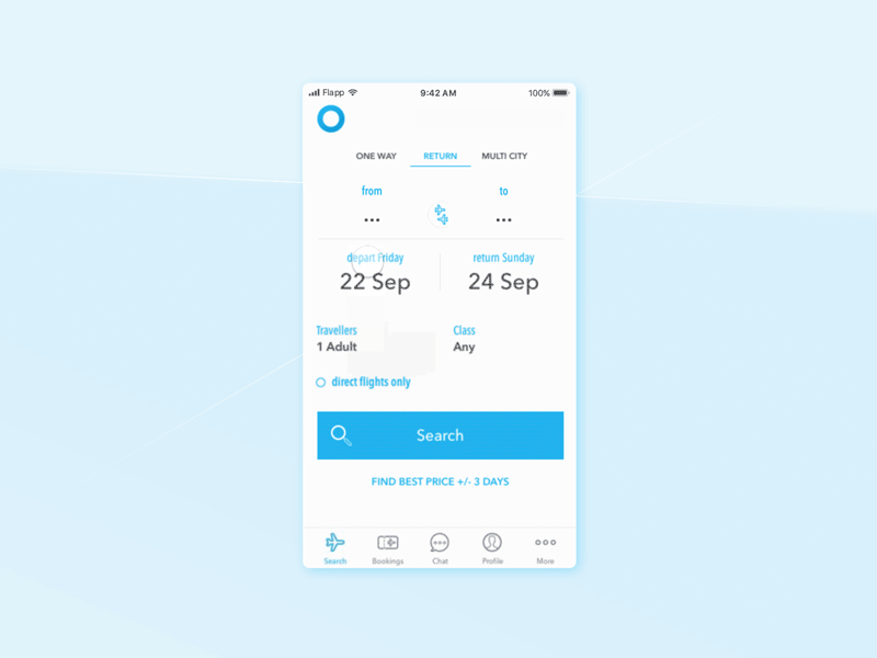 Airport Search animation app booking design flights framer ios microinteraction mobile ui ux