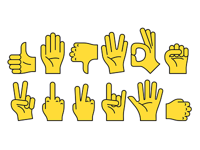 Hand Gesture Pictograms fingers gestures hands icons illustration pictograms post card symbols