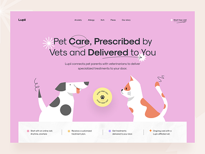 Lupii app branding cat design dog home illustration landing pet ui ux web webdesign website