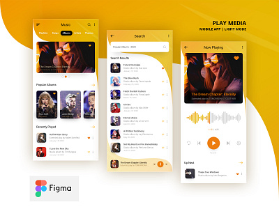 Play Media | Mobile App | Light Mode figma figma design figmadesign light mode mobile app music music player play media play music
