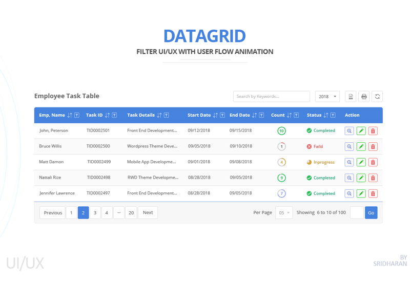 Data Grid - Filter UI animation data grid filter gif grid table task table ui userflow ux web webdesign