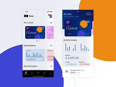 Quay - manage budget app balance card design finance ui
