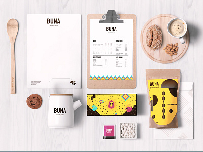 BUNA – branding abstract art art direction brand design branding coffee cup coffeeshop collateral colors design illustration menu bar menu card minimalism typography
