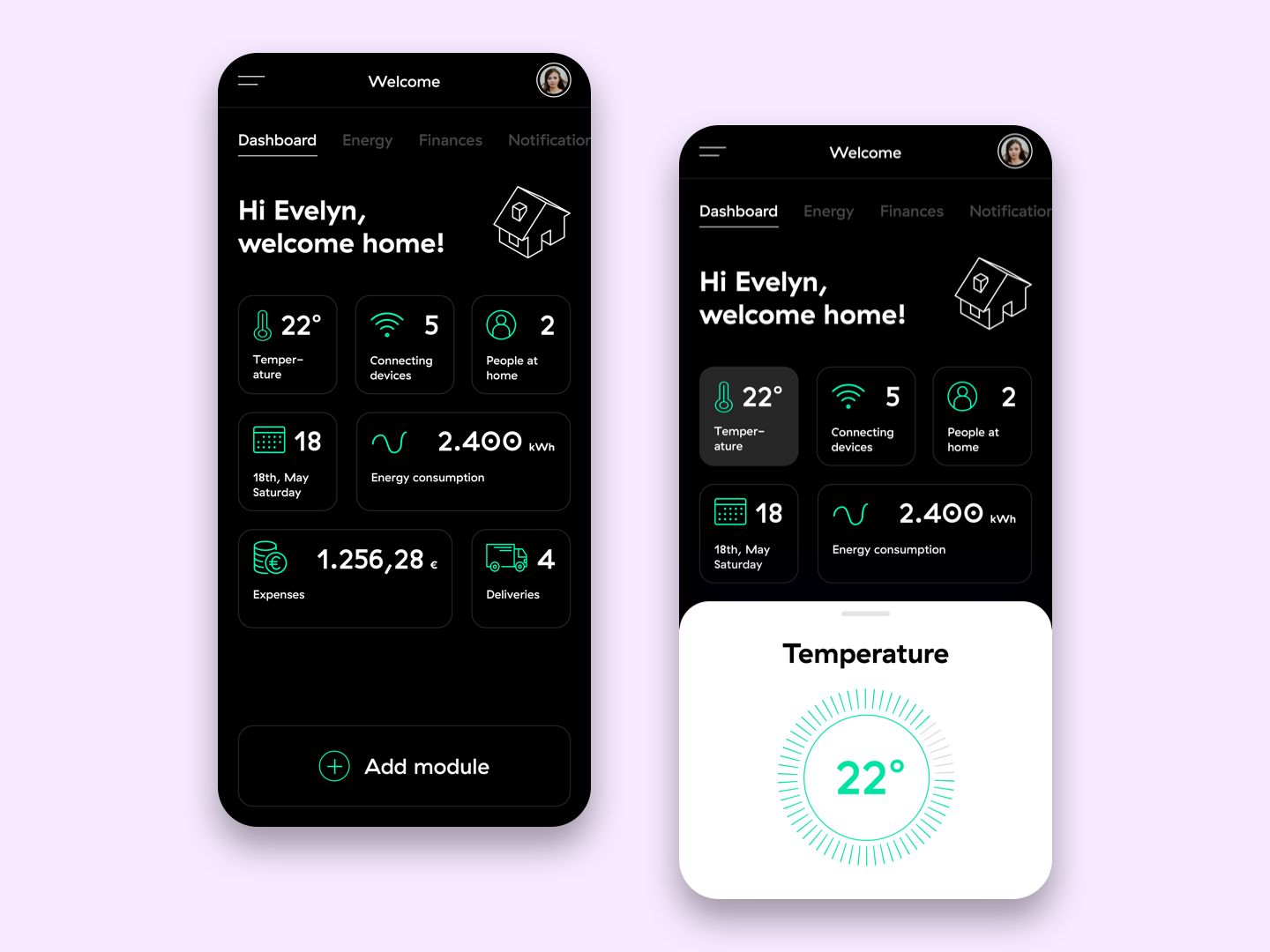 Ui 21. Home dashboard. Home monitoring UI.