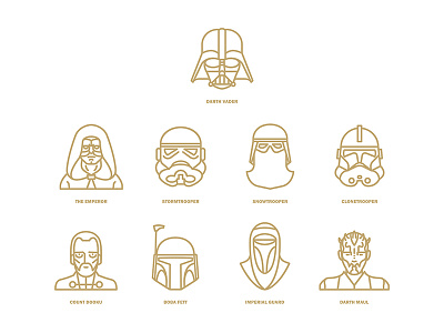 Star Wars flat icon project / Characters part2 clonetrooper darth vader flat icon snowtrooper star starwars stormtrooper the emperor wars