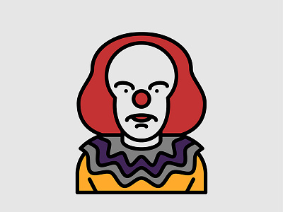 Horror Movie Characters - Pennywise character clown flat horror icon movie pennywise