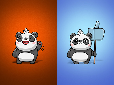 Two more pandas) character illustration like panda sticker