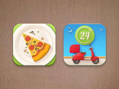 Pizza delivery icons