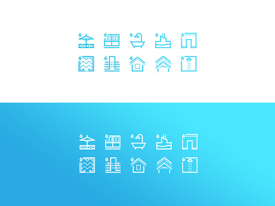 Waterproofing icon set bulding home house icon set water waterproof workers