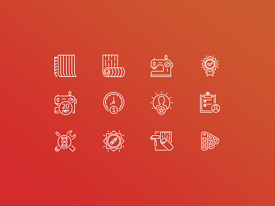 Textile works icon set