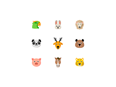 Animals icon set animal bear horse icon panda pig rabbit set tiger