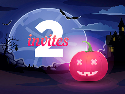 Happy Halloween! 2 invites give away 2invites dribbble give avay halloween halloween design helloween illustration invite invite2 moon night pumpkin